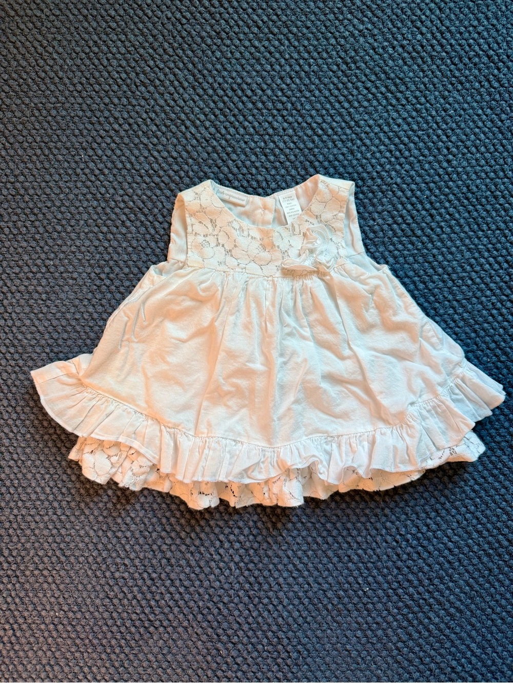 First Impressions White Lace-Trim Ruffle Dress